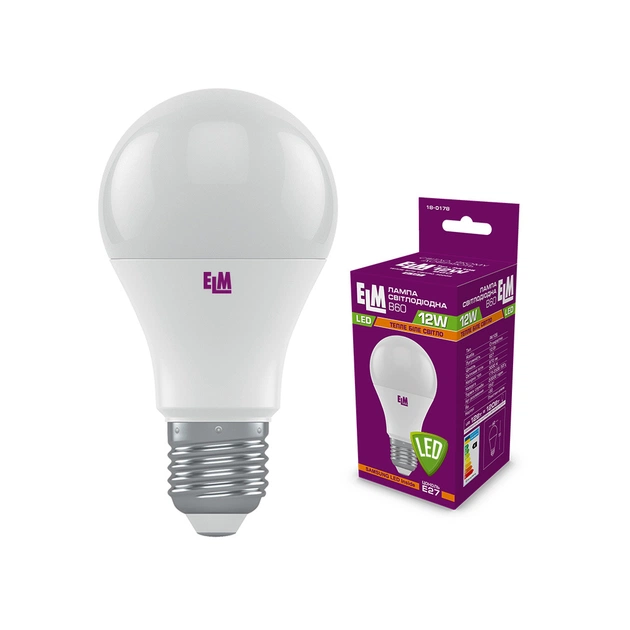 Лампочка ELM B60 12W PA10S E27 3000K (18-0178) - зображення 1
