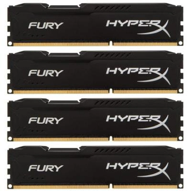 Модуль пам'яті для комп'ютера DDR4 64GB (4x16GB) 2933 MHz HyperX FURY Black Kingston Fury (ex.HyperX) (HX429C17FBK4/64) - изображение 1