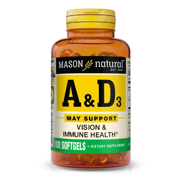 Вітамін Mason Natural Вітаміни А та D3, Vitamins A & D3, 100 гелевих капсул (MAV05311) - зображення 1