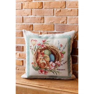 Подушка Прованс декоративна гобеленова Зайчик в кошику Злагода 45х45 см (034258) зображення 1