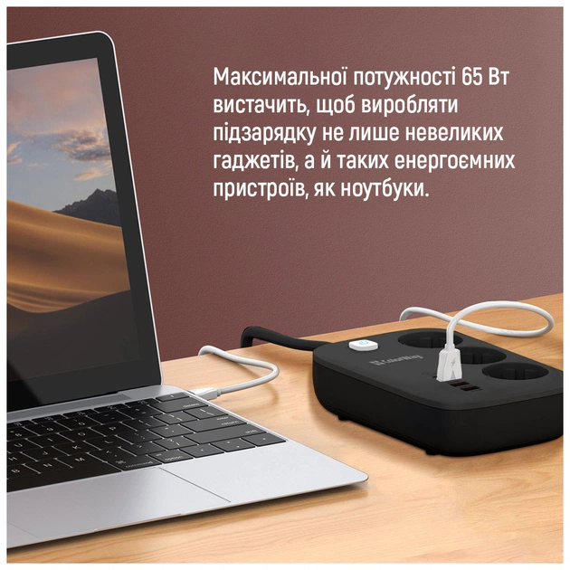 Мережевий фільтр живлення ColorWay CW-CHE34PDB 3 роз/4USB GaN3 Pro (CW-CHE34PDB) - зображення 11