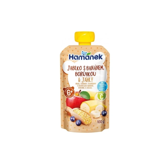 Детское пюре Hamanek из яблок, бананов, черники и пшена 100 г (1215916) - изображение 1