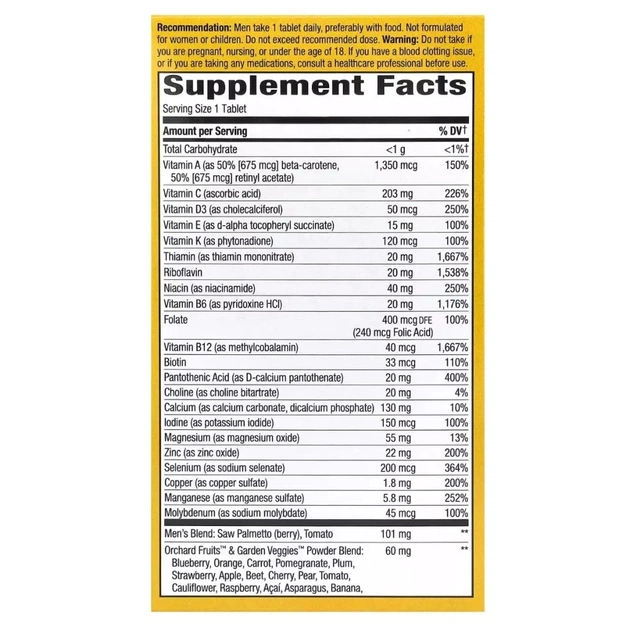Мультивітамін Nature's Way Мультивітаміни ультра для Чоловіків, Alive! Men's Ultra Multivitamin, 60 (NWY-15685) - зображення 3