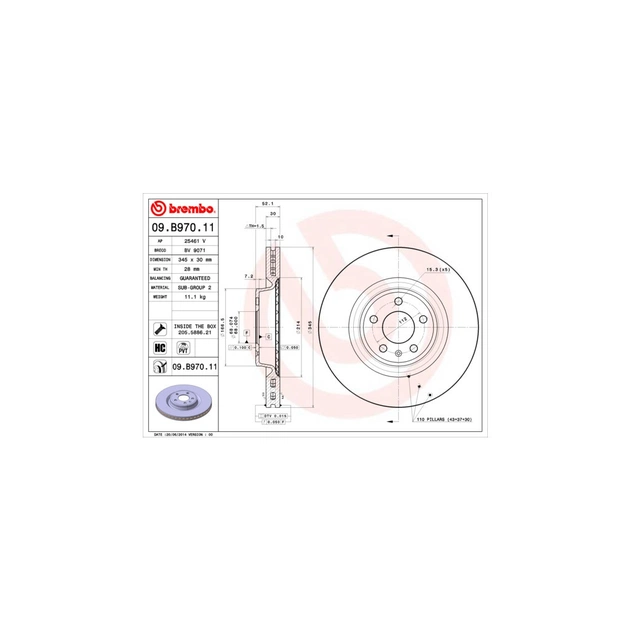 Гальмівний диск Brembo 09.B970.11 - зображення 1