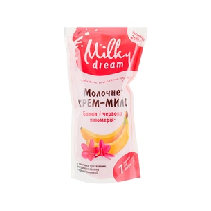 Рідке мило Milky Dream Банан і червона плюмерія дой-пак 1000 мл (4820205300424) зображення 1