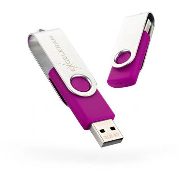 USB флеш накопичувач eXceleram 32GB P1 Series Silver/Purple USB 2.0 (EXP1U2SIPU32) - изображение 1