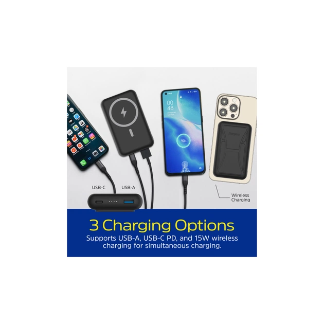 Батарея универсальная Energizer Magnetic Wireless 10000mAh 22.5W PD USB-A, USB-C In/Out, Black (QM10002PQ) - изображение 8