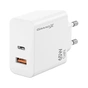 Зарядное устройство Grand-X GaN 1xUSB-C + 1xUSB 65W PD3.0 QC4.0 AFC SCP FCP white (CH-960W) - уменьшенное изображение 1