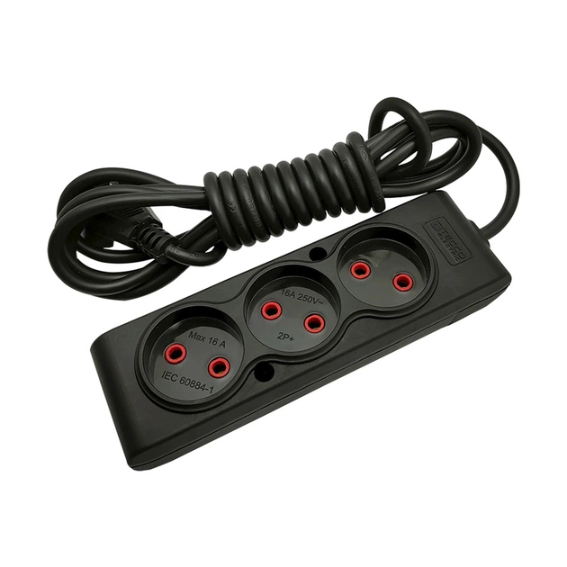 Сетевой удлинитель TECCO 3м 3 поста black (8681277843280) - изображение 1