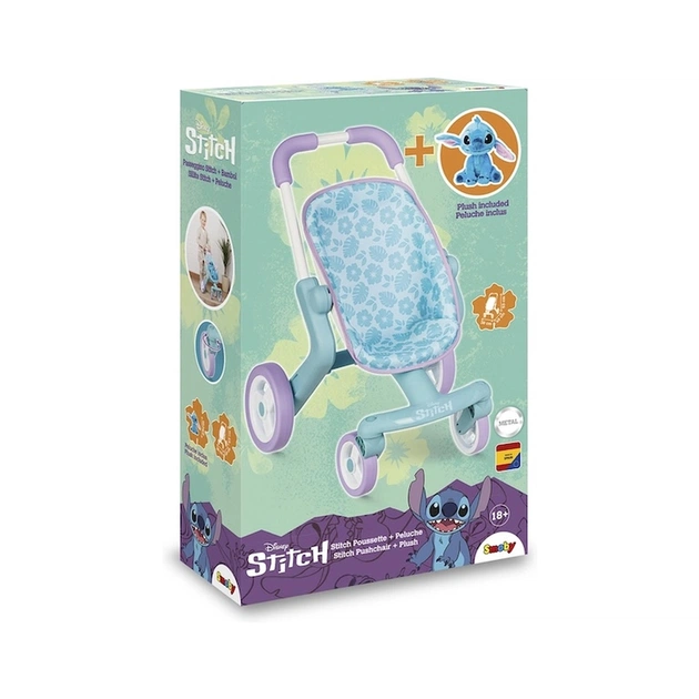 Коляска для ляльок Smoby Стіч. Прогулянка, з поворотними колесами та м'якою іграшкою (7600251225) - picture 2