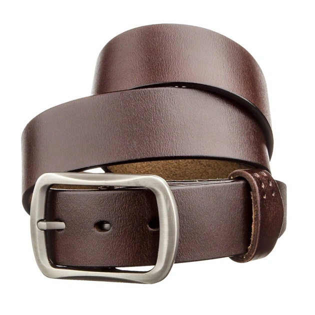 Ремінь Vintage Шкіряний з закругленою класичною пряжкою Коричневий (20230) - зображення 1