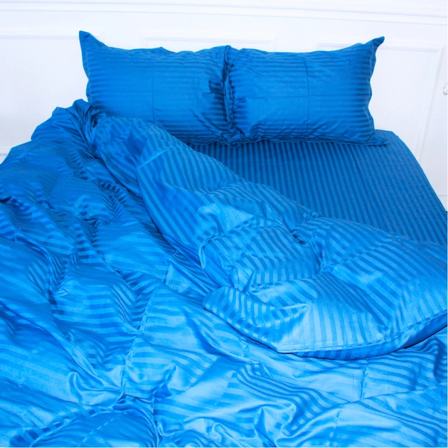 Постільна білизна MirSon Satin Stripe 30-0019 Blue 143х210 Сімейна (2200005254950) - зображення 1