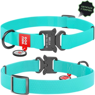 Нашийник для тварин WAUDOG Waterproof з QR металічна пряжка-фастекс Ш 25 мм Д 38-58 см ментоловий (2783) изображение 1