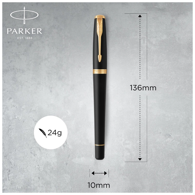 Ручка пір'яна Parker URBAN 17 Muted Black GT  FP F + блокнот Parker + подар.упаковка GIFT24 (30 011b24) - зображення 4