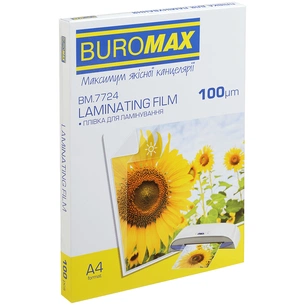 Плівка для ламінування Buromax (BM.7724), глянцева, А4, 100мк, 100 шт зображення 1