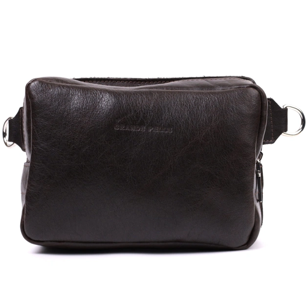 Сумка Grande Pelle Бананка з натуральної шкіри Коричнева (22575) - зображення 5