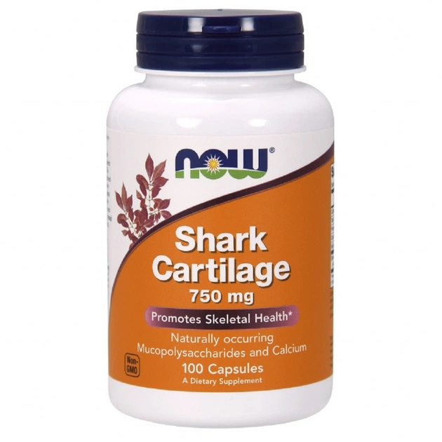 Витаминно-минеральный комплекс Now Foods Акулий Хрящ 750 мг, Shark Cartilage, 100 капсул (NF3270) - изображение 1