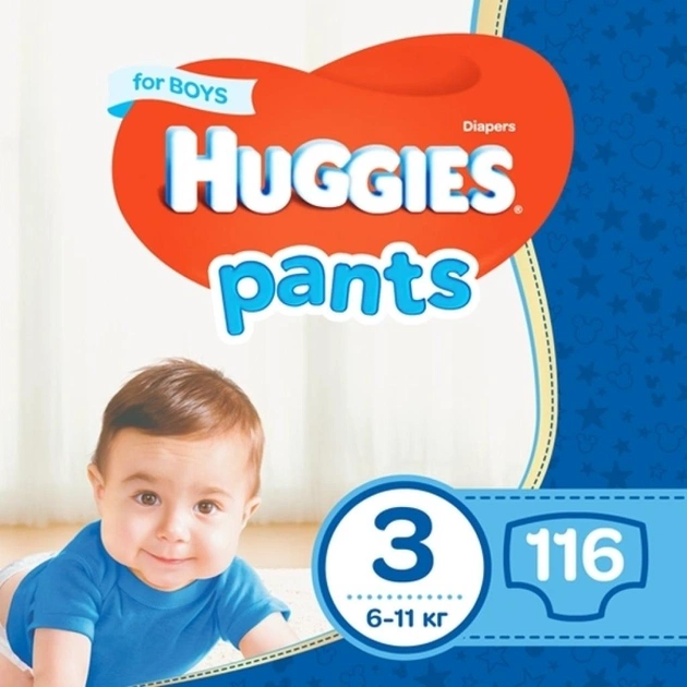 Підгузки Huggies Huggies Pants 3 Mega Boy 116 шт (5029054216415) - изображение 1