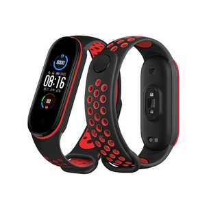 Ремінець до фітнес браслета BeCover Nike Style для Xiaomi Mi Smart Band 5 Black-Red (705153) зображення 1