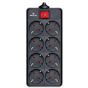 Мережевий фільтр живлення REAL-EL REAL-EL RS-8 PROTECT, 1.8m, black (EL122300021) изображение 1