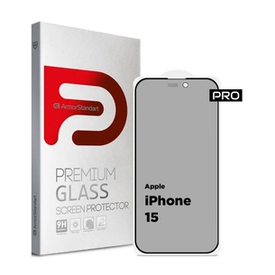 Скло захисне Armorstandart Pro Anti-spy Matte Apple iPhone 15 Black (ARM73171) зображення 1