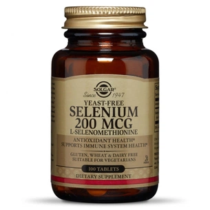 Мінерали Solgar Селен, (селенометіонін), Selenium, Yeast-Free, 200 мкг, 100 (SOL02557) зображення 1