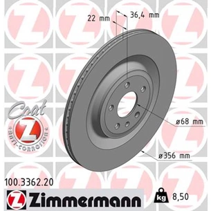 Гальмівний диск ZIMMERMANN 100.3362.20 зображення 1