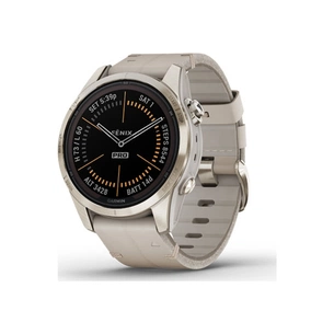 Смарт-годинник Garmin fenix 7S Pro Saph Solar, Sft Gld SS w/ Lmestn Lthr, Excl, GPS (010-02776-30) зображення 1