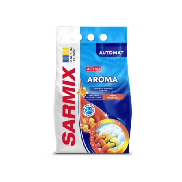 Стиральный порошок Sarmix Active Aroma Для всех типов стирки 4 кг (4820268105714) - изображение 1