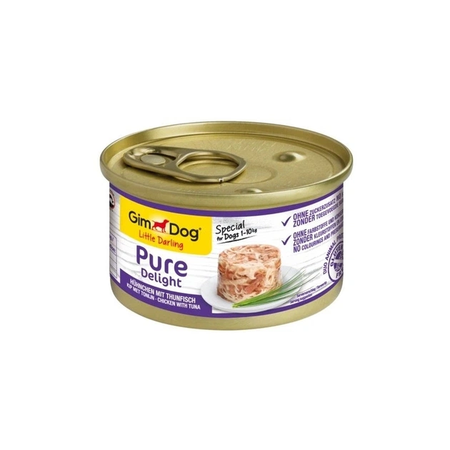 Консерви для собак GimDog Pure Delight для мініатюрних порід з куркою та тунцем 85 г (4002064513164) - зображення 1