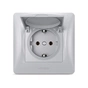 Розетка Videx BINERA 1ая із заземленням і кришкою сріб (VF-BNSK1GС-SS) - уменьшенное изображение 1