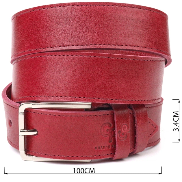 Ремінь Grande Pelle З натуральної шкіри Бордовий (21458) - зображення 3