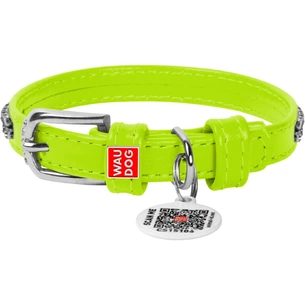 Нашийник для тварин WAUDOG Glamour з QR-паспортом "Стрази" XS Ш 9 мм салатовий (33065) зображення 1