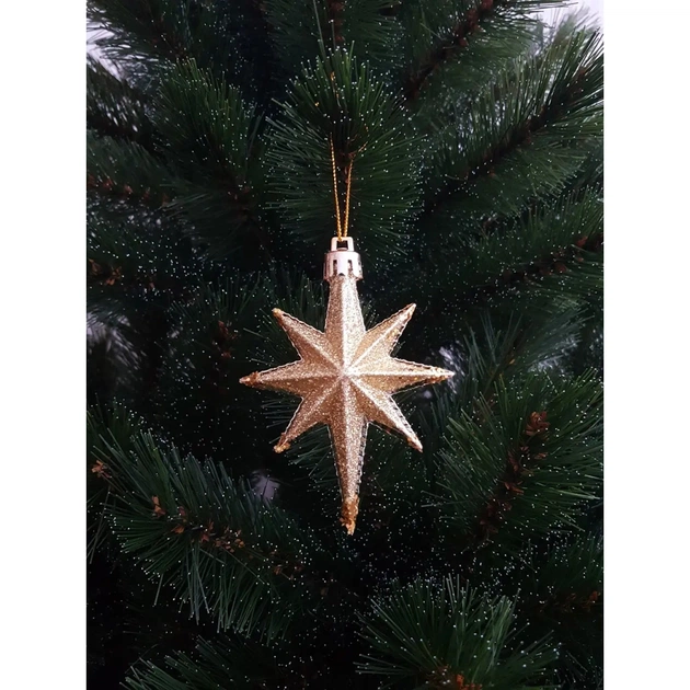 Ялинкова іграшка Chomik Зірки, 9 см, пластикові 4 шт,золоті (5901292631147_2) - picture 3