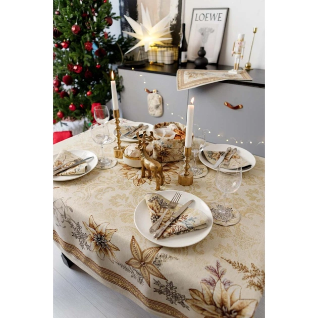 Скатертина Прованс гобеленова з велюром Золоте свято 135х260 см (036321) - picture 7