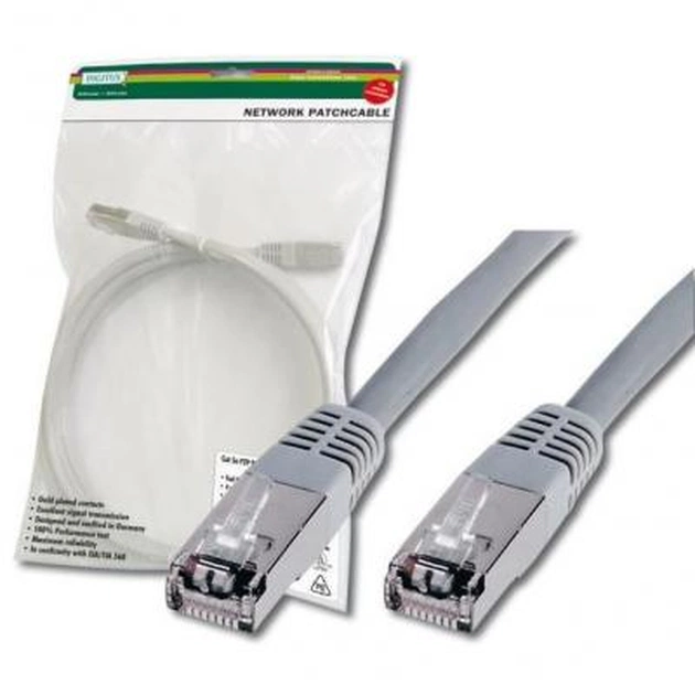 Патч-корд Digitus 2м, cat.5e, SF-UTP, AWG 26/7, gray (DK-1531-020) - изображение 1