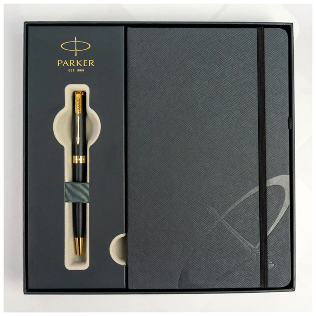 Ручка кулькова Parker SONNET 17 Matte Black Lacquer GT BP + блокнот Parker + подар.упак. GIFT24 (84 832b24) - picture 4