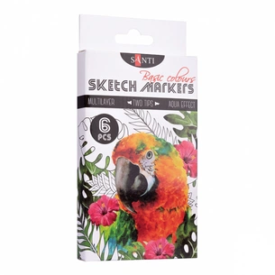 Художній маркер Santi набір двосторонніх sketch Basic Colours 6 шт (390546) зображення 1