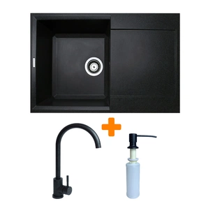 Мийка кухонна Adamant Horizon чорний + змішувач + дозатор (1824296901503) зображення 1