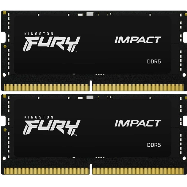 Модуль памяти для ноутбука SoDIMM DDR5 32GB (2x16GB) 5600 MHz Impact Black Kingston Fury (ex.HyperX) (KF556S40IBK2-32) - изображение 1