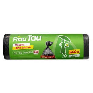 Пакети для сміття Frau Tau Чорні 240 л 5 шт. (4820263234549) зображення 1