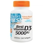 Вітамін Doctor's Best Вітамін D3 5000IU, 360 желатинових капсул (DRB-00250) - зменшене зображення 1
