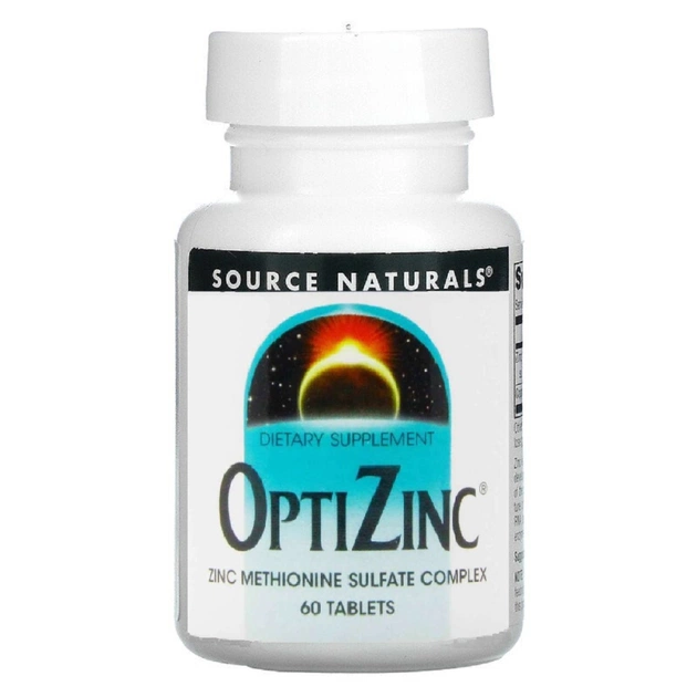 Минералы Source Naturals ОптиЦинк, 30 мг, OptiZinc, 60 таблеток (SN0847) - изображение 1