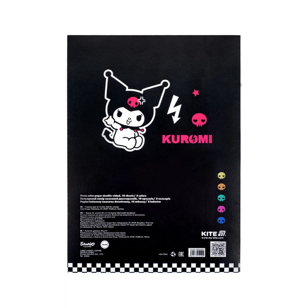 Кольоровий папір Kite А4 неоновий Kuromi (10 аркушів/ 5 кольорів) (HK24-252-2) - зображення 4