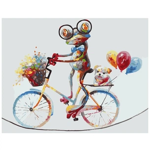 Картина по номерам Strateg Яскраве жабеня на велосипеді VA-1040 40х50 см (4820220565761) зображення 1