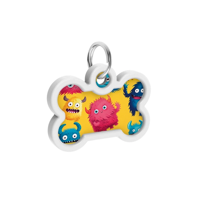 Адресник для тварин WAUDOG Smart ID з QR паспортом "Мохнаті монстри", кістка 40х28 мм (231-4050) - picture 4