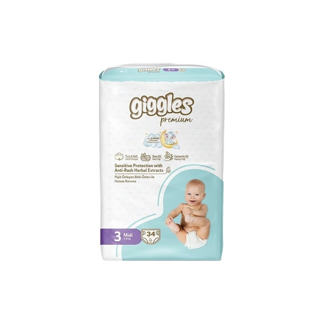 Підгузки Giggles Premium 3 Midi 4-9 кг 34 шт (8680131206896) - зображення 1
