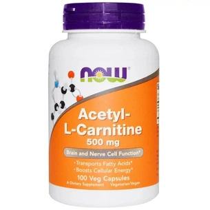 Амінокислота Now Foods Ацетил-L Карнитин, Acetyl-L Carnitine, 500 мг, 100 капсул (NF0076) зображення 1