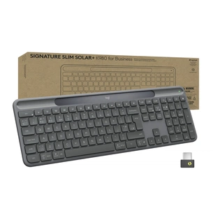 Клавіатура Logitech Slim Solar+ for Business Wireless/Bluetooth Graphite (920-013779) зображення 1