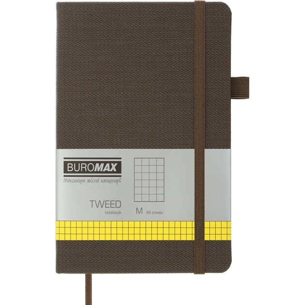 Книга записна Buromax Tweed 125x195 мм 96 аркушів в клітинку обкладинка зі штучної шкіри Сіра (BM.291163-09) - зображення 1